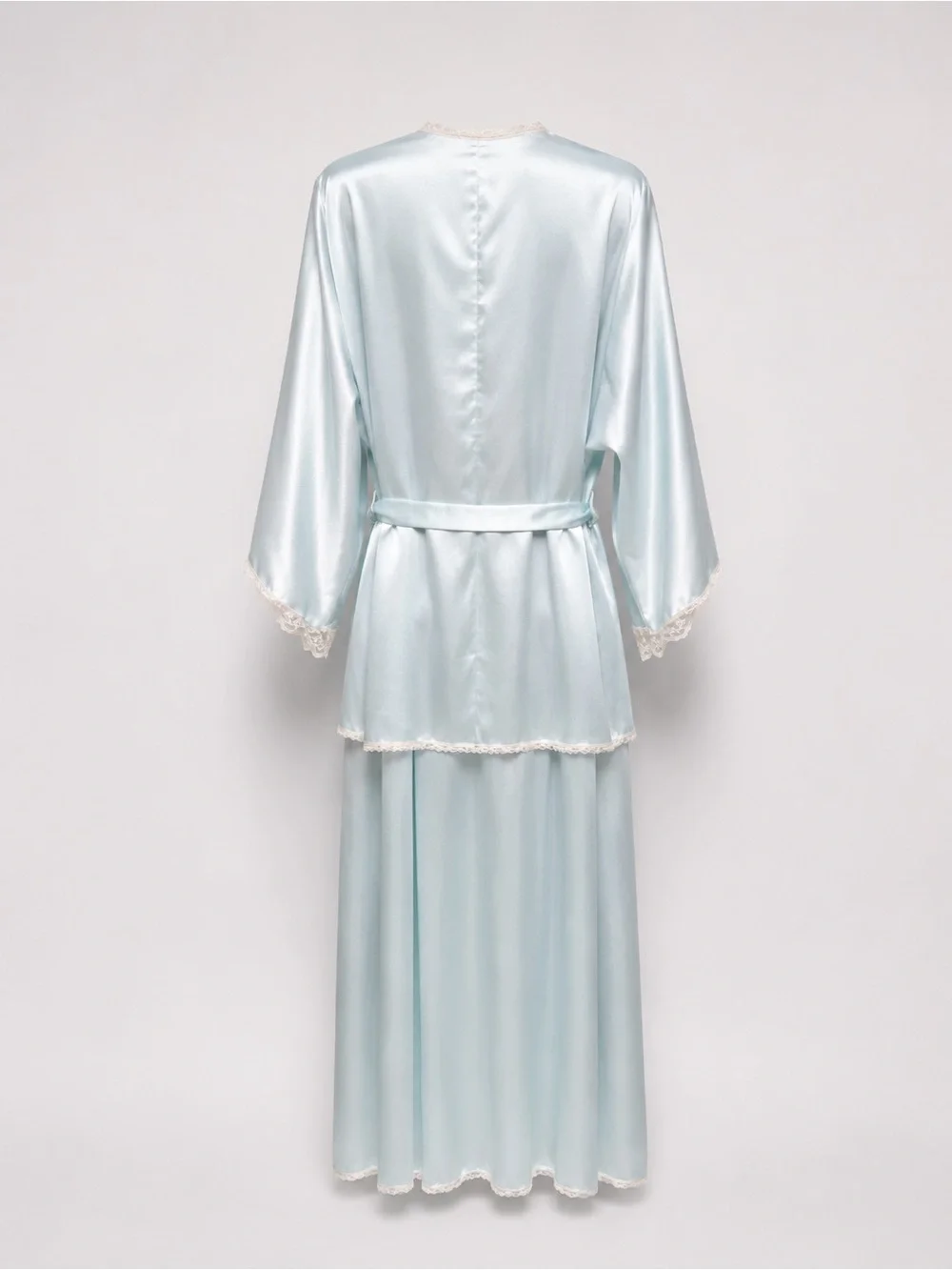 Vintage Miss Dior Silky Lace-Trim Robe in Vibrant Icy Blue - Immaculate Cond. - Picture 2 of 5
